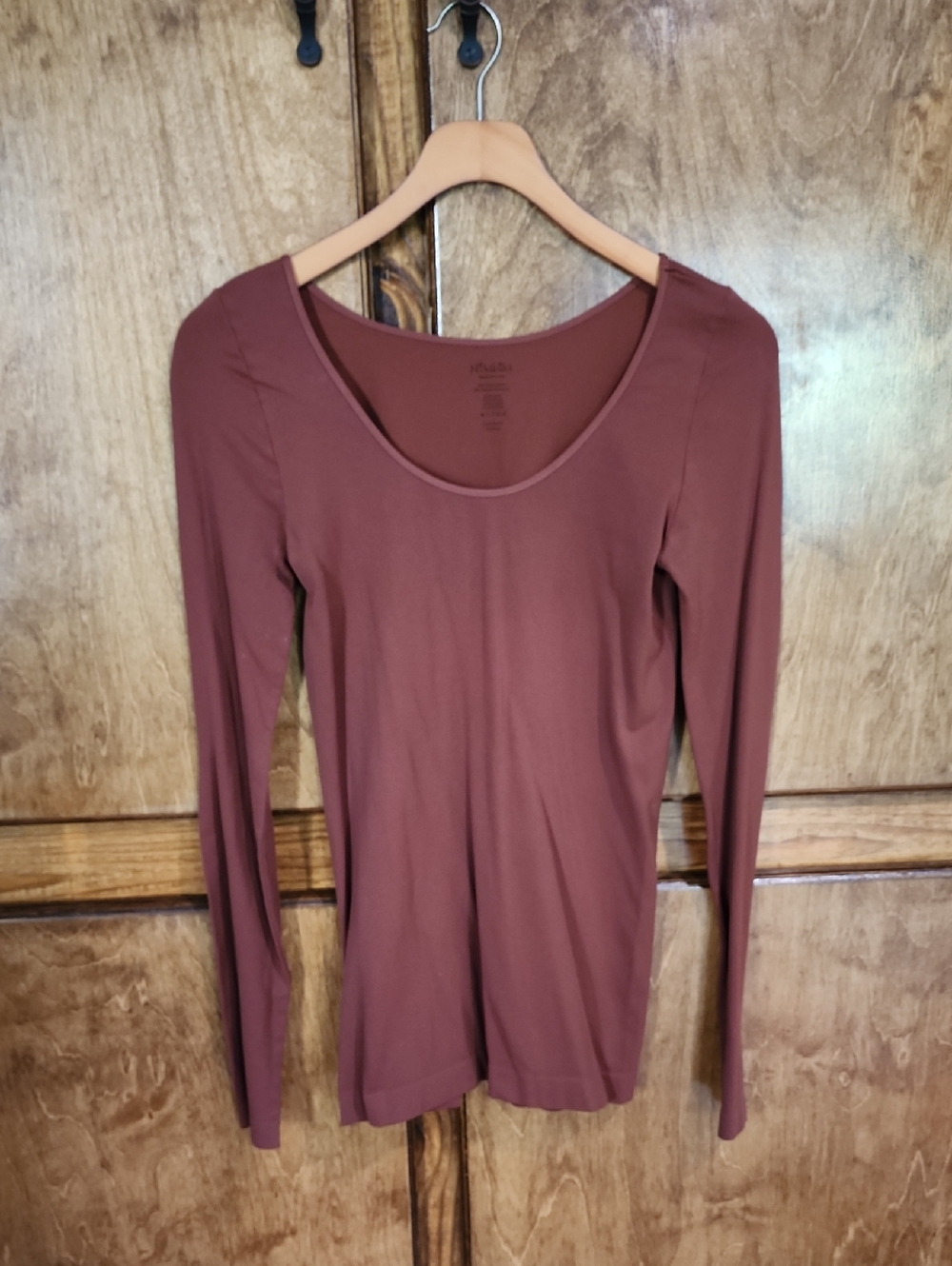 Nikibiki Scoop Neck Long Sleeve Top in Rust